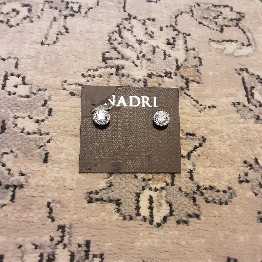 Nadri Silver Halo Crystal Stud Earrings